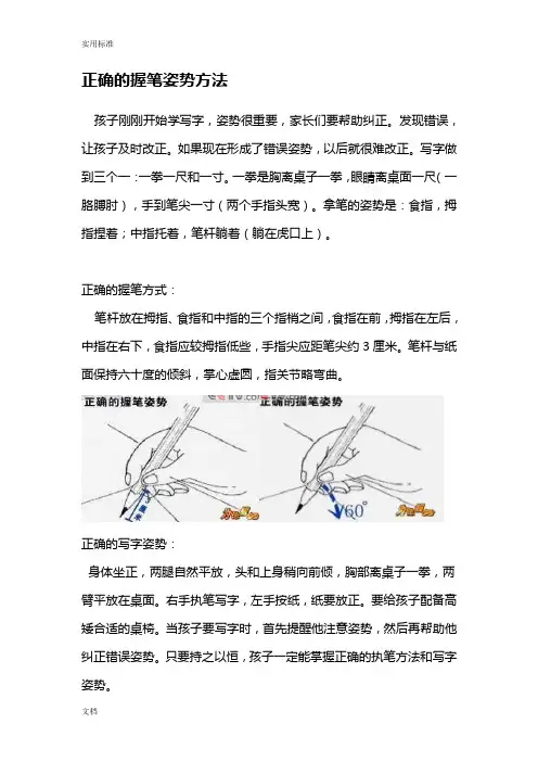 正确地握笔姿势方法(附图)