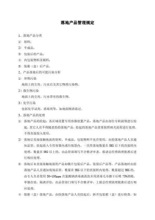 落地产品管理规定