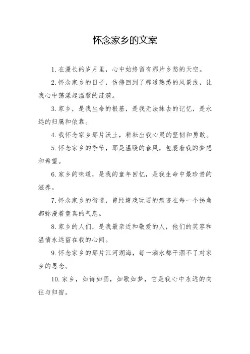 怀念家乡的文案