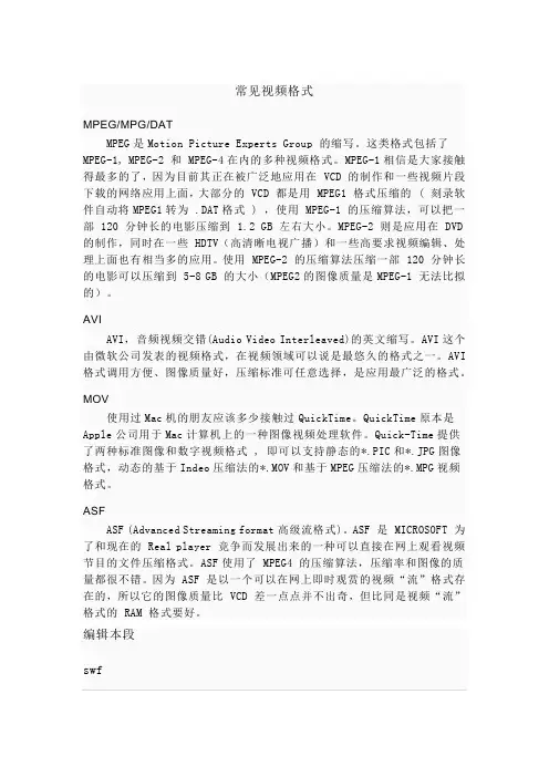 常见视频格式