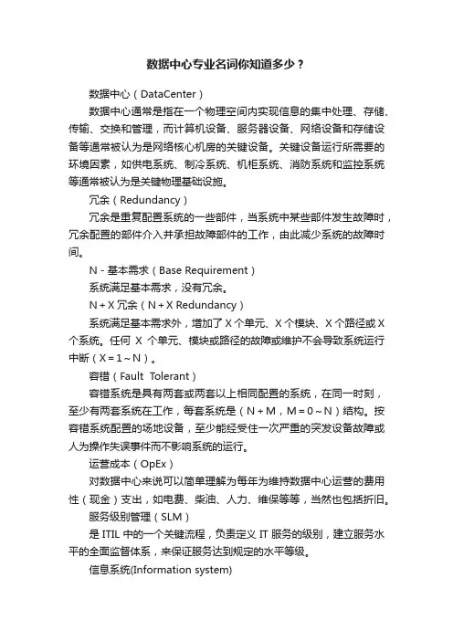数据中心专业名词你知道多少？