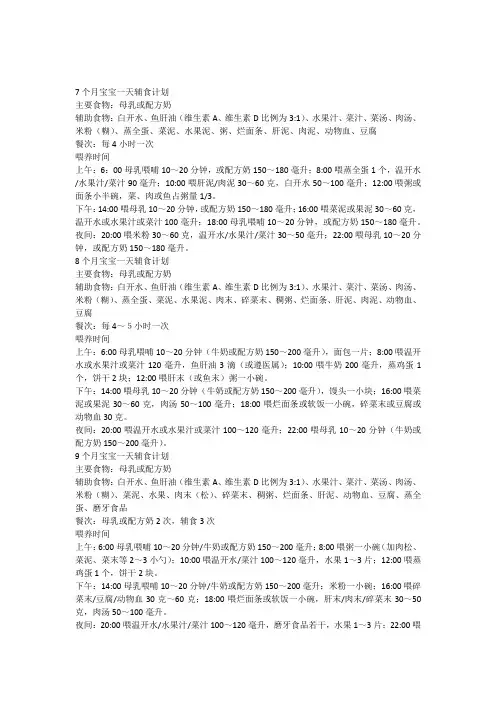 7-12个月宝宝辅食食谱