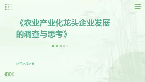 农业产业化龙头企业发展的调查与思考