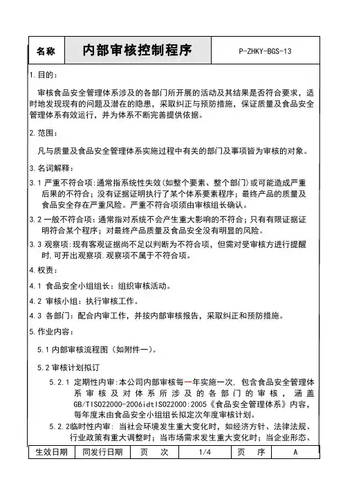 ISO22000：2018内部审核程序