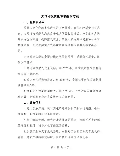 大气环境质量专项整治方案