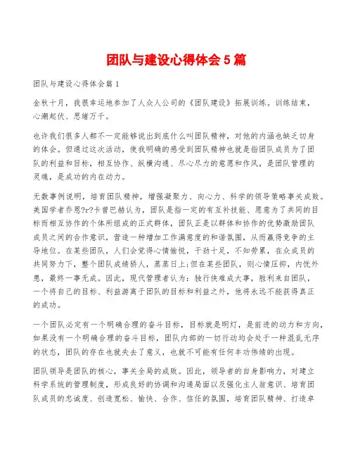 团队与建设心得体会5篇