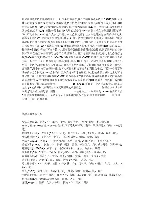 dota英雄装备及出门装