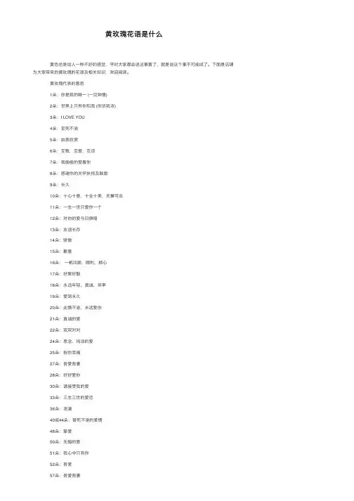 黄玫瑰花语是什么