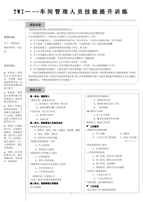 《TWI—车间管理人员技能提升训练》