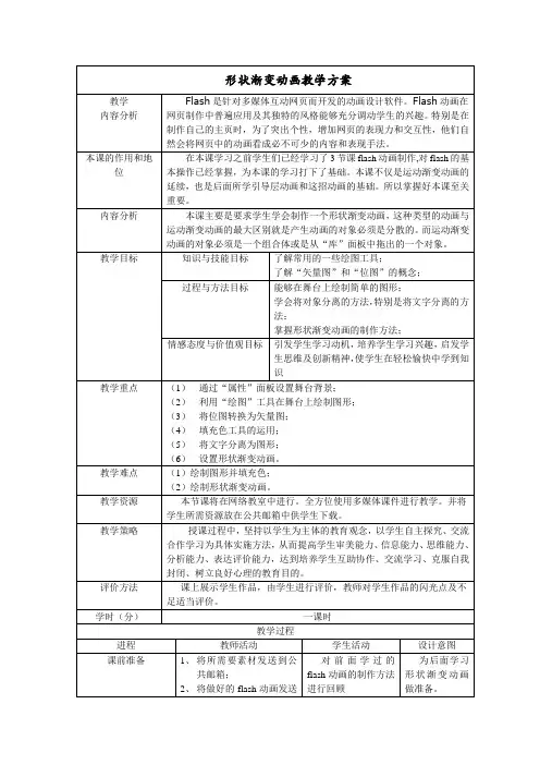 flash变形动画教学方案