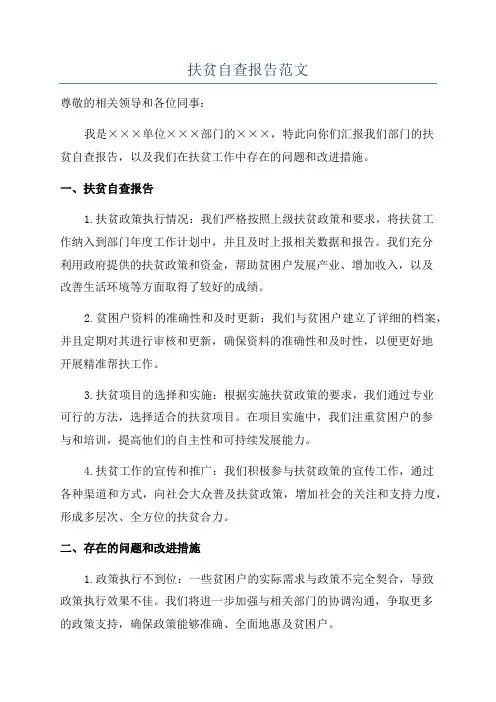 扶贫自查报告范文