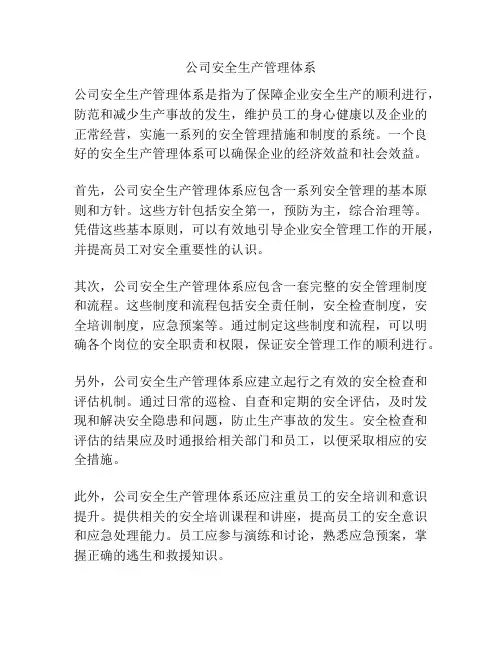公司安全生产管理体系