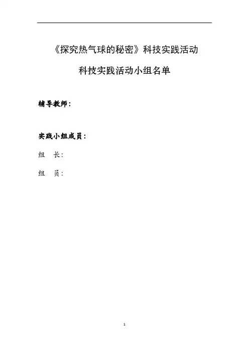 热气球的秘密活动报告