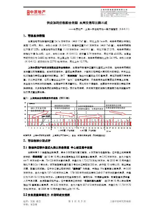 中原地产—上海一周住宅市场周报(09.05-09.11)