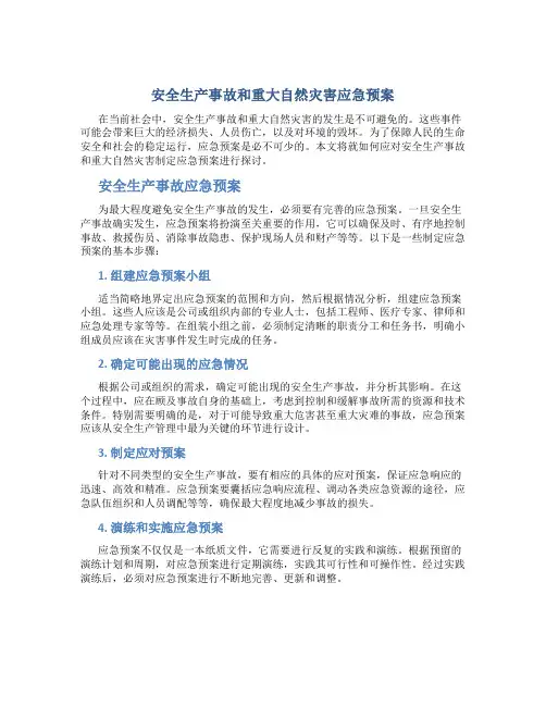 安全生产事故和重大自然灾害应急预案