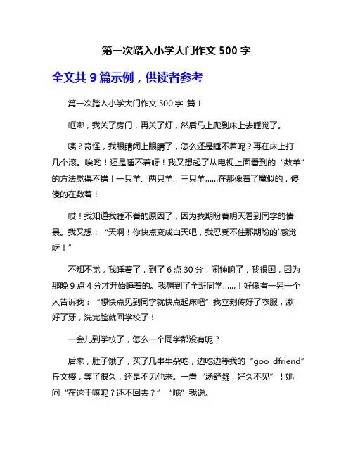 第一次踏入小学大门作文500字