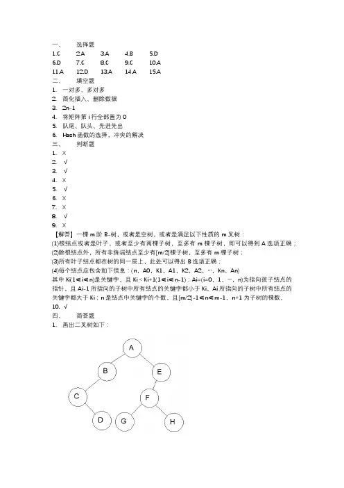 2014年暨南大学数据结构考研试题答案