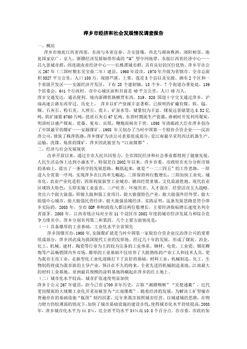 萍乡市经济和社会发展情况调查报告