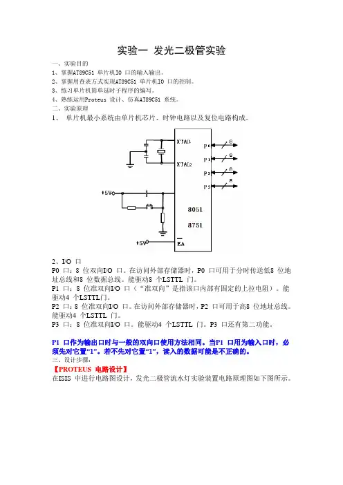 实验一 发光二极管实验