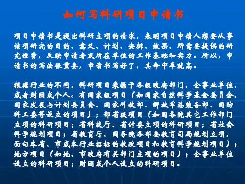 如何写项目申请书ppt课件