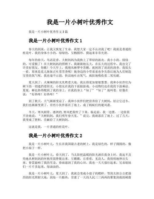 我是一片小树叶优秀作文