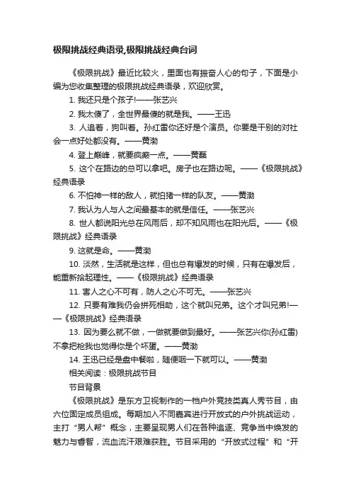 极限挑战经典语录,极限挑战经典台词