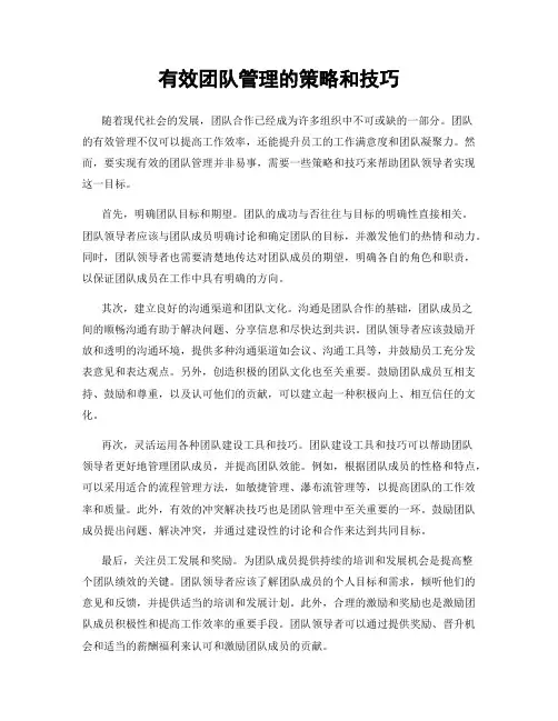 有效团队管理的策略和技巧