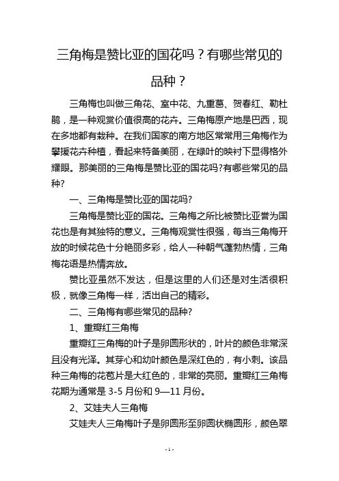 三角梅是赞比亚的国花吗？有哪些常见的品种？