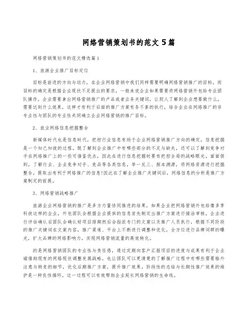 网络营销策划书的范文5篇