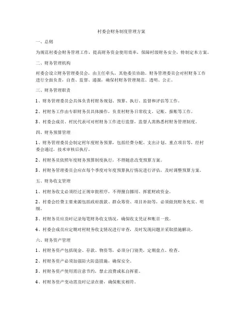 村委会财务制度管理方案