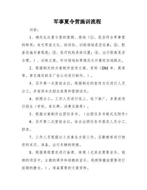 军事夏令营施训流程