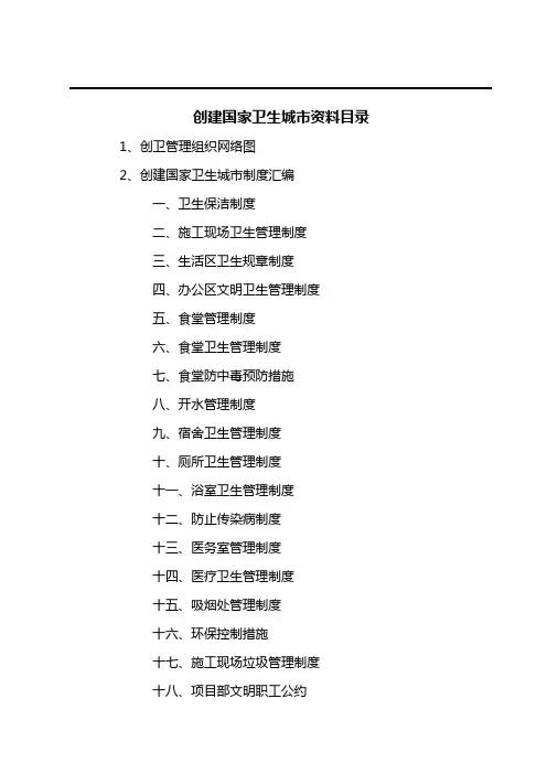 创建国家卫生城市资料目录