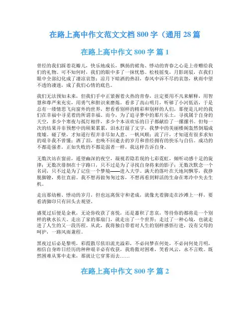 在路上高中作文范文文档800字(通用28篇
