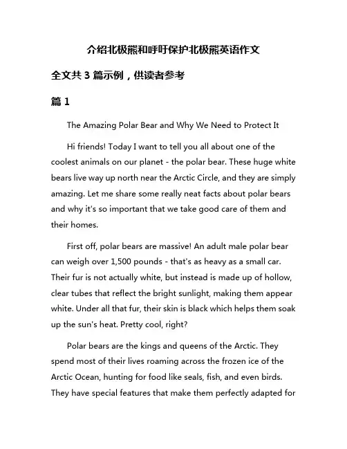 介绍北极熊和呼吁保护北极熊英语作文