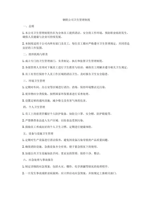 钢铁公司卫生管理制度