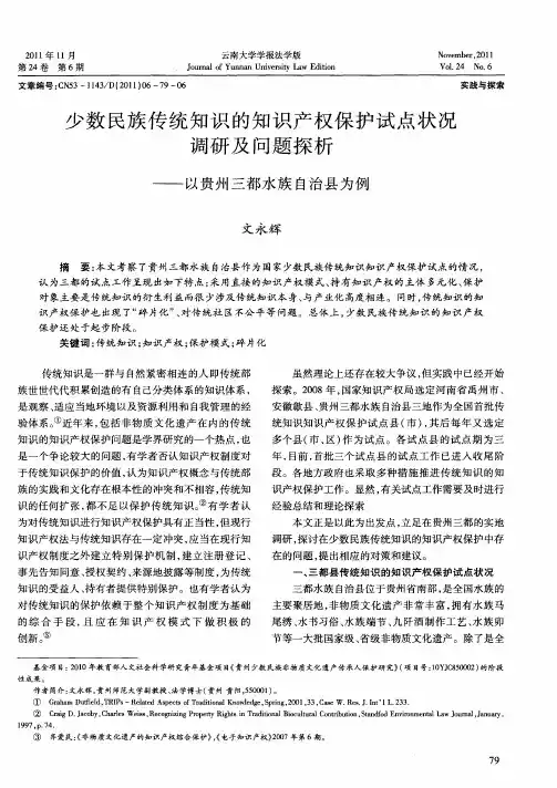 少数民族传统知识的知识产权保护试点状况调研及问题探析——以贵州三都水族自治县为例