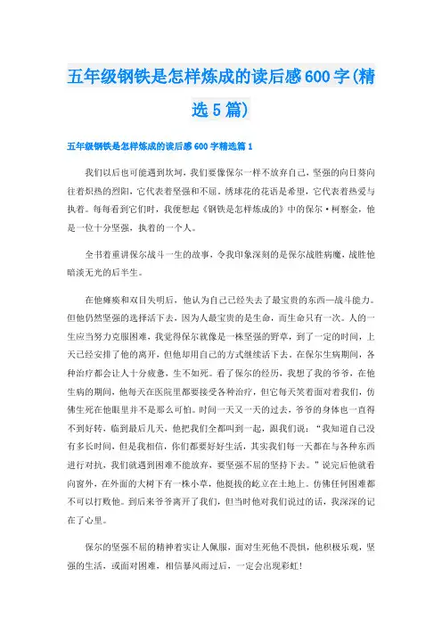 五年级钢铁是怎样炼成的读后感600字(精选5篇)