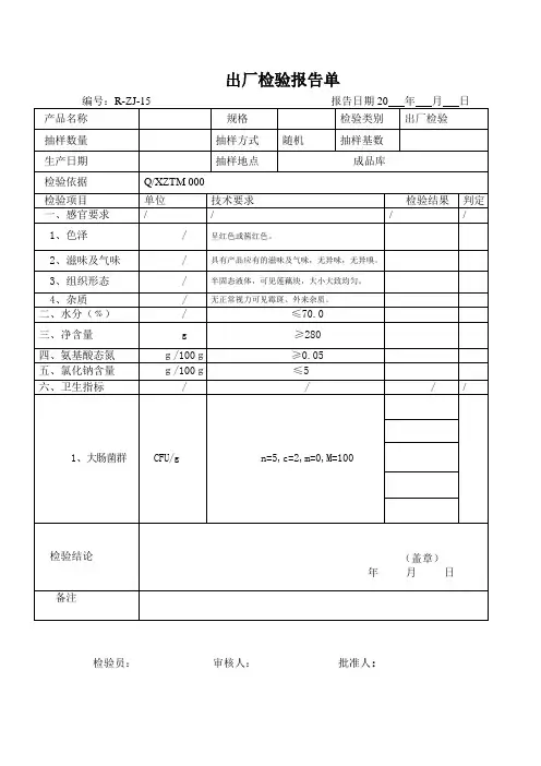 牛肉酱出厂检验报告1