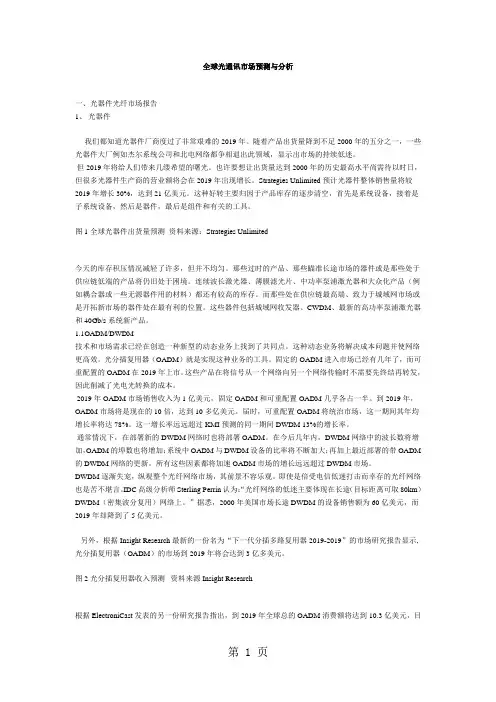 2019全球光通讯市场预测与分析-18页文档资料