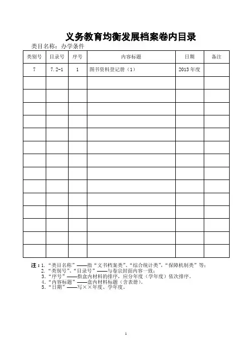 义务教育均衡发展卷内目录