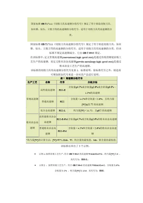 刀具的牌号标准