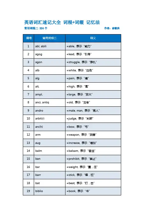(俞敏洪)词根+词缀 记忆法 333个常用词根 二