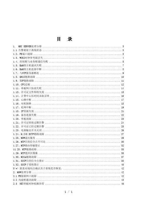华为告警处理手册