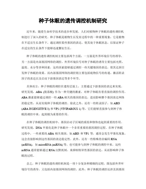 种子休眠的遗传调控机制研究