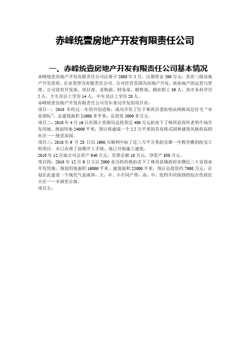 赤峰统壹房地产开发有限责任公司简介