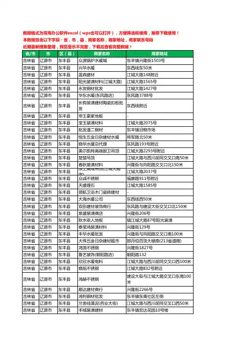 2020新版吉林省辽源市东丰县建材工商企业公司商家名录名单联系电话号码地址大全110家