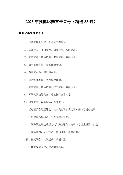 2023年技能比赛宣传口号(精选55句)