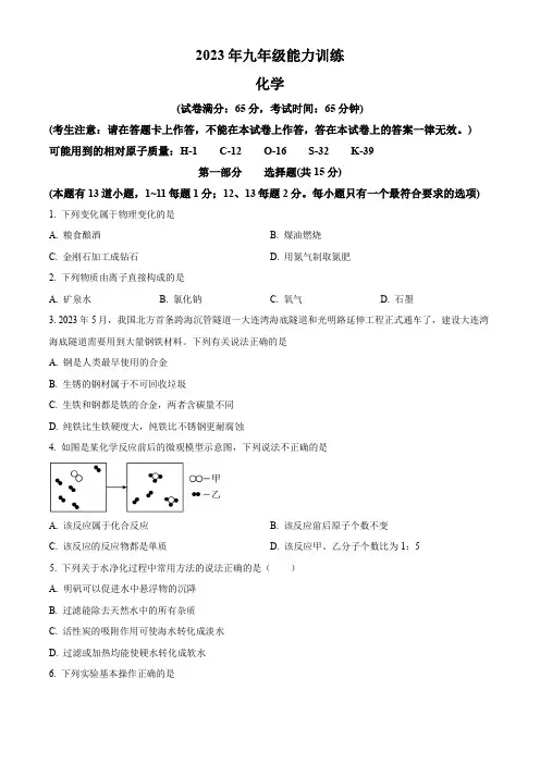 2023年辽宁省沈阳市皇姑区中考三模化学试题(原卷版)