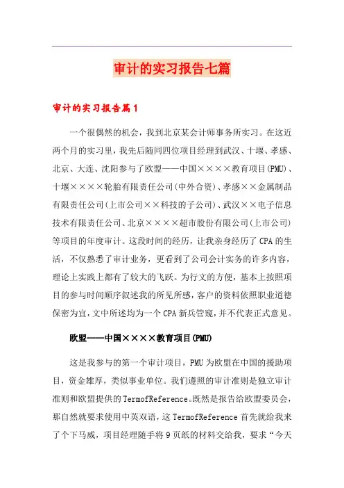 审计的实习报告七篇