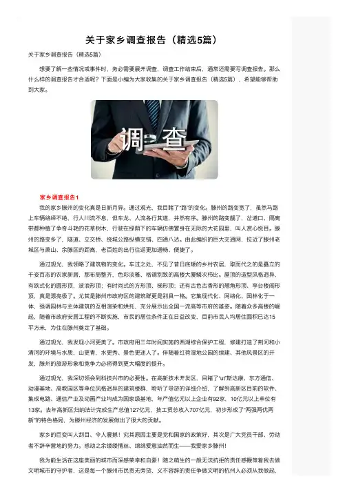 关于家乡调查报告（精选5篇）